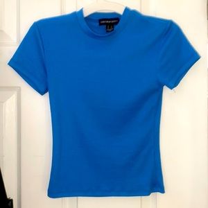 bright blue ripped short sleeve baby tee